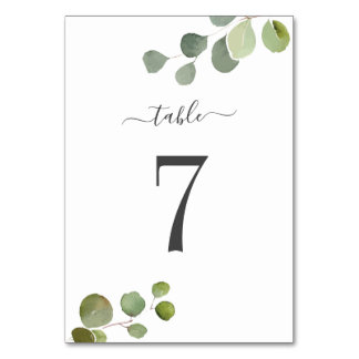 Cartão de Mesa de Casamento Russo Eucalyptus com L