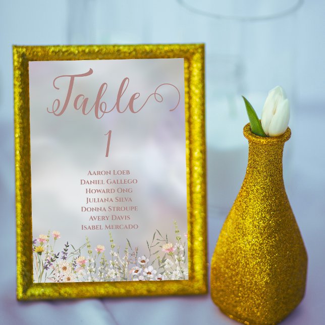 Cartão de Mesa de Casamento Rustic Wildflower Boho (Criador carregado)