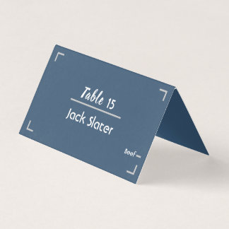Cartão de Mesa de Casamento Simples Azul Escrito à