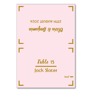 Cartão de Mesa de Casamento Simples Rosa Escrito à
