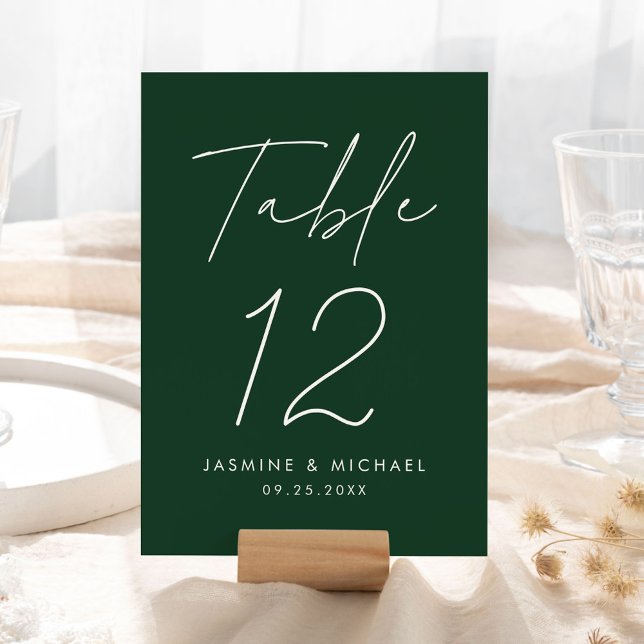 Cartão de Mesa de Casamento Verde com Roteiro Mini (Criador carregado)