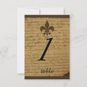 Cartão de Mesa de Casamento Vintage Fleur de Lis