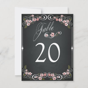 Cartão de Mesa de Casamento Vintage Floral Chalkbo