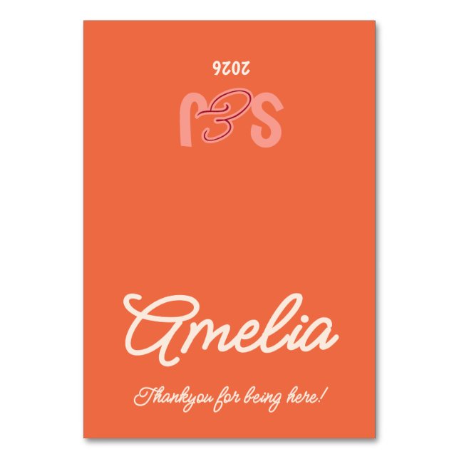 Cartão de Mesa de Casamento Vintage Sunset Retro (Frente)