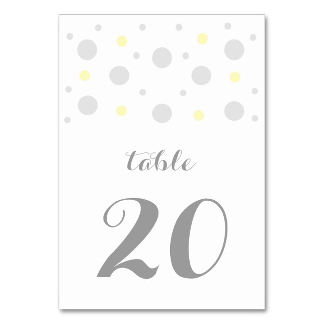 Cartão de Mesa de Confetti Amarelo para cinzas (Frente)