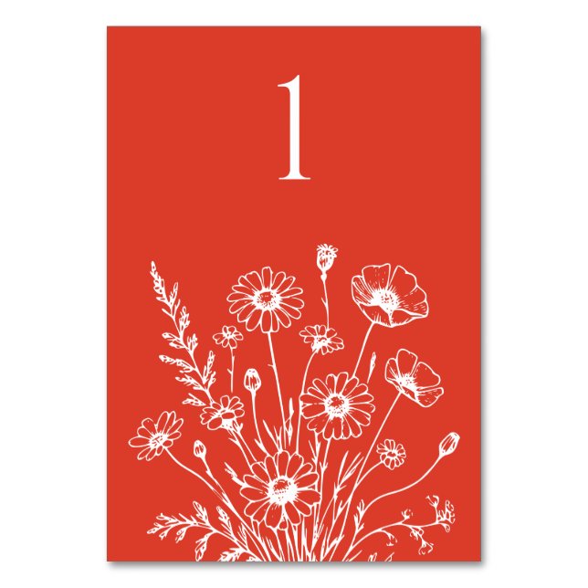 Cartão de Mesa de Elegância de Flor Selvagem (Frente)