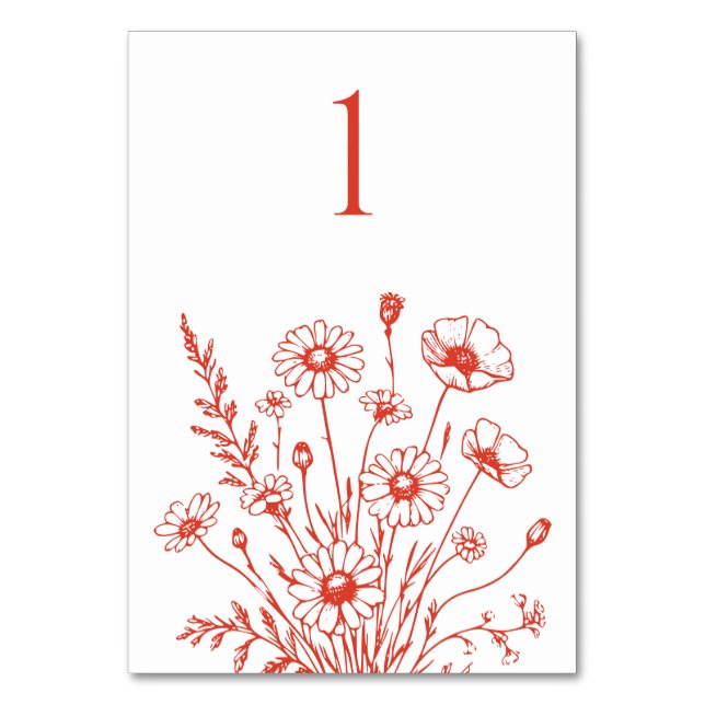 Cartão de Mesa de Elegância de Flor Selvagem (Frente)