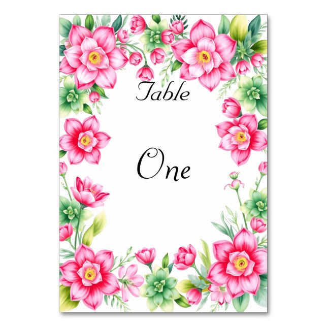 Cartão de Mesa de Flor Rosa (Frente)