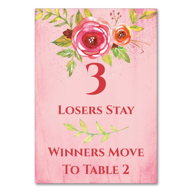 Cartão de Mesa de Flores Bonito Bunco nº 3 (Frente)