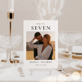 Cartão de Mesa de Foto de Casamento Moderno