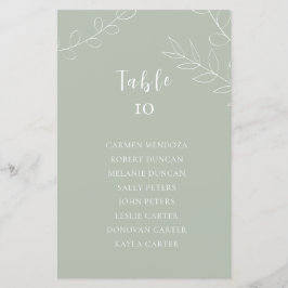Cartão de Mesa de Gráfico de Casamento Verde de Sá