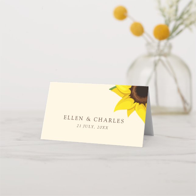 Cartão de Mesa de Lugar de Guest de Girassol Amare (Verso)