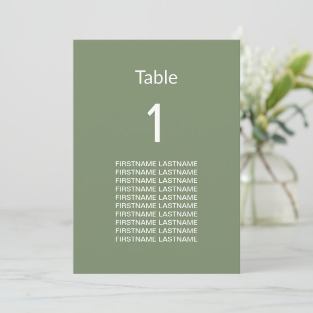 Cartão de Mesa de Nomes de Convidado Verde Moderno (Em pé/Frente)