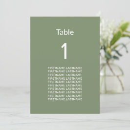 Cartão de Mesa de Nomes de Convidado Verde Moderno