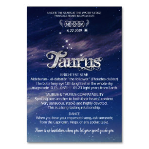 Cartão de Mesa de peça central Taurus
