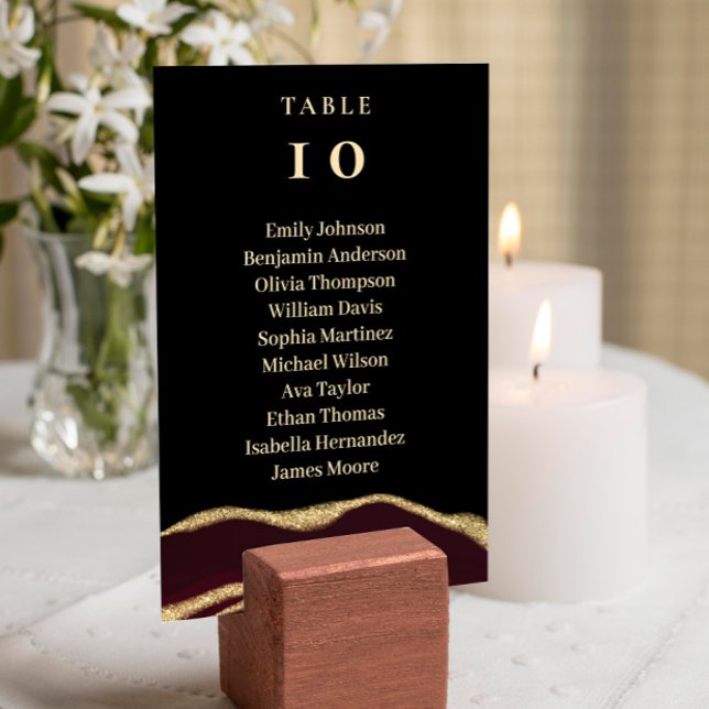 Cartão de mesa de pedra preciosa de ágata Borgonha (Criador carregado)