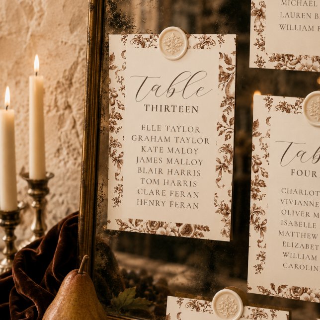 Cartão de Mesa de Plano de Assento de Colheita de  (Heirloom Harvest Wedding Seating Chart Table Card)