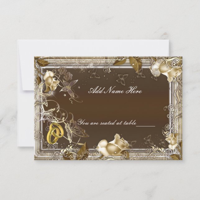 Cartão de Mesa de Rosa Branca de Elegância Russa (Frente)