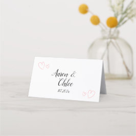 Cartão De Mesa Delicado Casamento de Caligrafia Minimalista