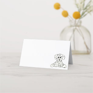 Cartão De Mesa Desenho simples de um cão dalmata de pelúcia em pr