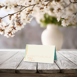 Cartão De Mesa Design Chic Retroativo com Casamento de Stripes Co