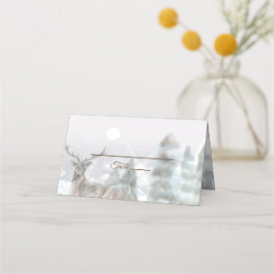 Cartão De Mesa design de Casamento no inverno pintado para Mão E