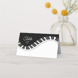 Cartão De Mesa Design de Música Branca e Preto do Teclado Piano