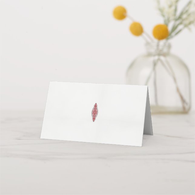 Cartão De Mesa design de um padrão vermelho e branco (Frente)