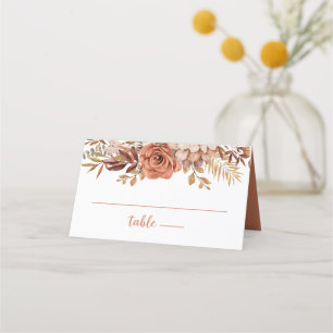 Cartão De Mesa Detalhes do Casamento Boho Autumn Terracotta