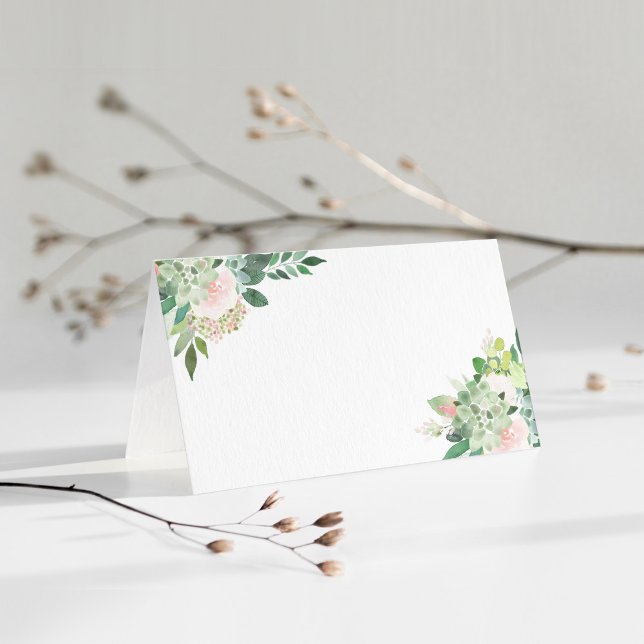 Cartão De Mesa DEVON Blush Floral Suculentas Folhagens (Criador carregado)