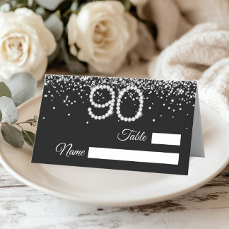 Cartão De Mesa Diamond 90th Birthday Party Folded Place Card