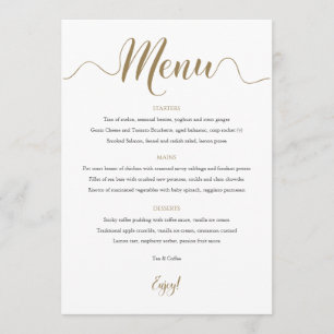 Cartão de Mesa do Menu de Casamento Dourado