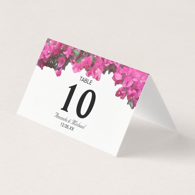 Cartão de Mesa Dobrável de Casamento Floral Tropic (Frente)