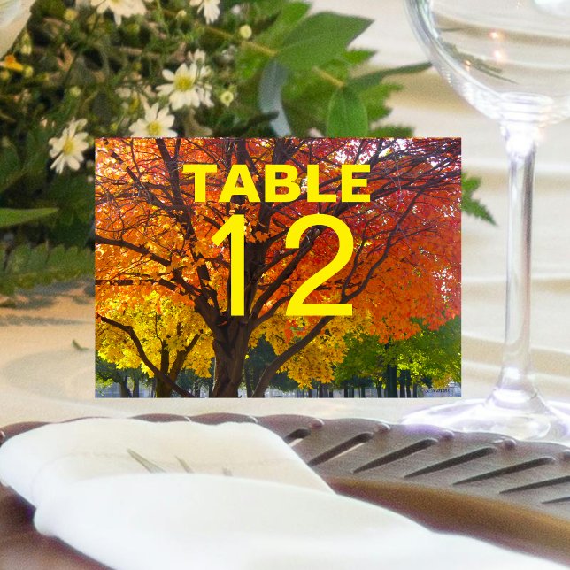 Cartão de Mesa Dobrável de Folhas de Outono para C (Autumn Leaves Wedding Folded Table Card)