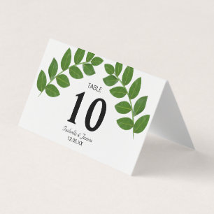 Cartão de Mesa Dobrável para Casamento com Folhas 