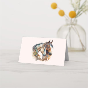 Cartão De Mesa Dois Belos Cavalos Oeste Boho