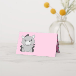 Cartão De Mesa Donkey Chá de fraldas Rosa