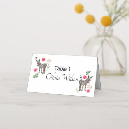 Cartão De Mesa Donkey Pink Floral Wedding Place Card