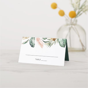 Cartão De Mesa Dourada Tropical Moderna Palm Greenery Mesa Blush