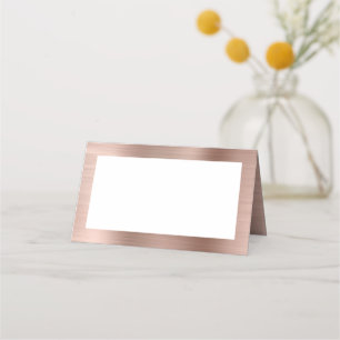 Cartão De Mesa Dourado Rosa e Branco Folha de Faux