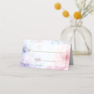 Cartão De Mesa Dreamy Pink Blue Watercolor Fantasy Floral Fine