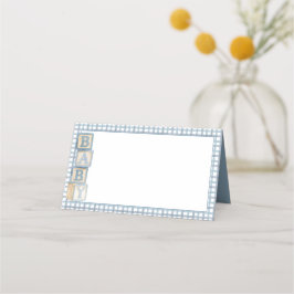 Cartão De Mesa Dusty Blue Baby Blocks Blank Food Labels &