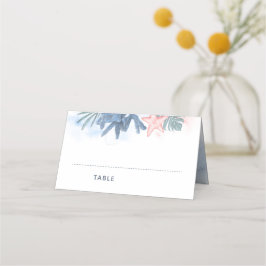 Cartão De Mesa Dusty Blue Beach Wedding | Parte especial