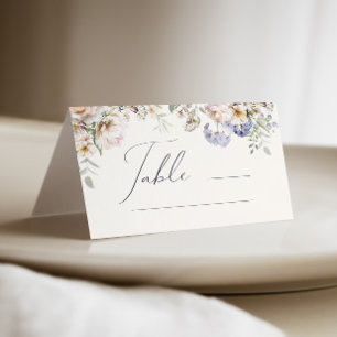 Cartão De Mesa Dusty Blue Cream Floral Weding