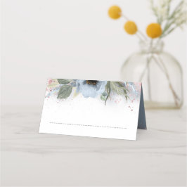 Cartão De Mesa Dusty Blue e Rosa Dourada Glitter Wedding