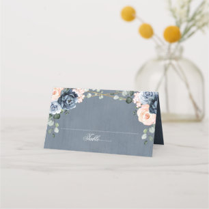 Cartão De Mesa Dusty Blue Peach Blush Casamento Geométrico Floral
