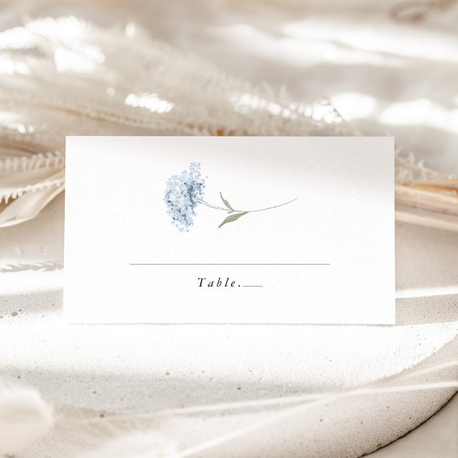 Cartão De Mesa Dusty Blue White Hydrangea Watercolor Wedding (Dusty blue & white hydrangea watercolor wedding place card, folded tent name card, table setting)
