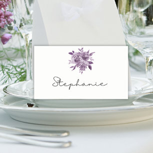 Cartão De Mesa Dusty Mauve Floral Rosas Watercolor Casamento