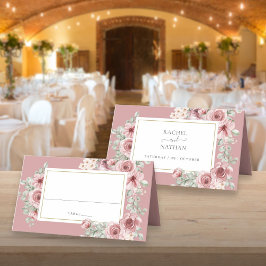Cartão De Mesa Dusty Rosa Floral Elegant Wedding