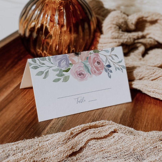 Cartão De Mesa Dusty Rosa Florals Wedding (Criador carregado)